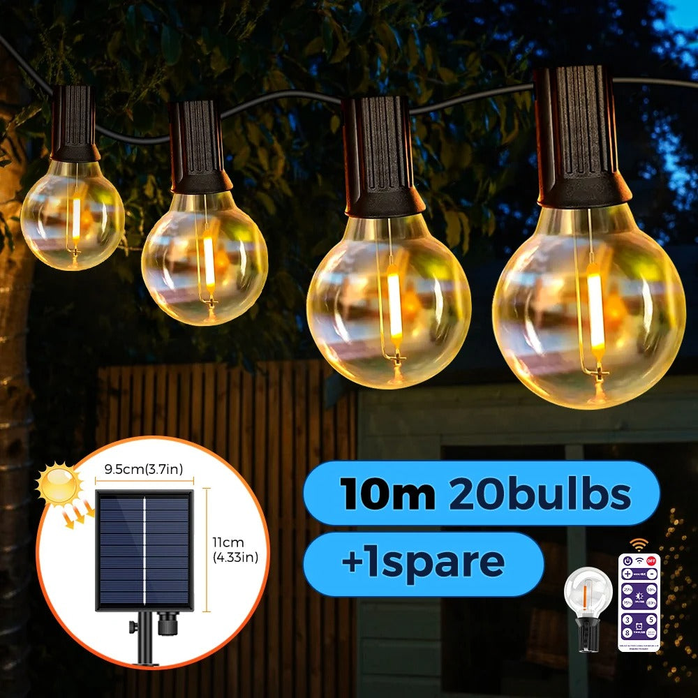 Brightech - Waterproof Solar String Lights with Shatterproof G40 Bulbs Outdoor