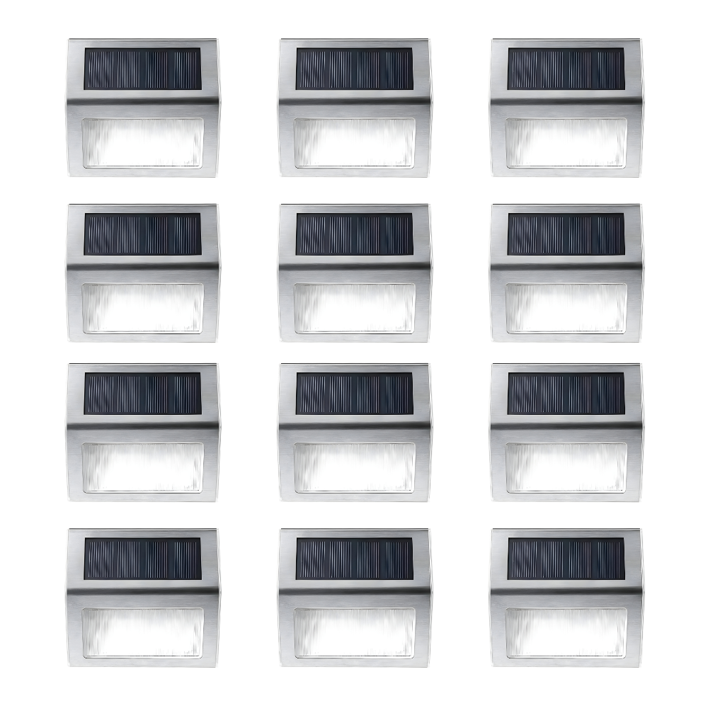 PrimeLights - Stainless Steel Premium LED Solar Deck Step Lights Outdoor Waterproof