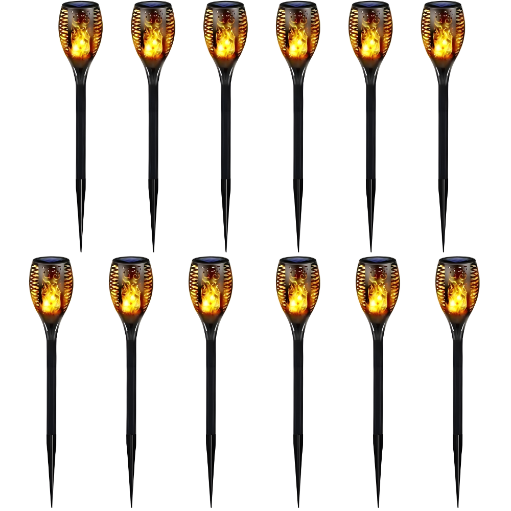 96-LED Solar Flame Pathway Lights - Outdoor Waterproof Flickering Torch Lamp