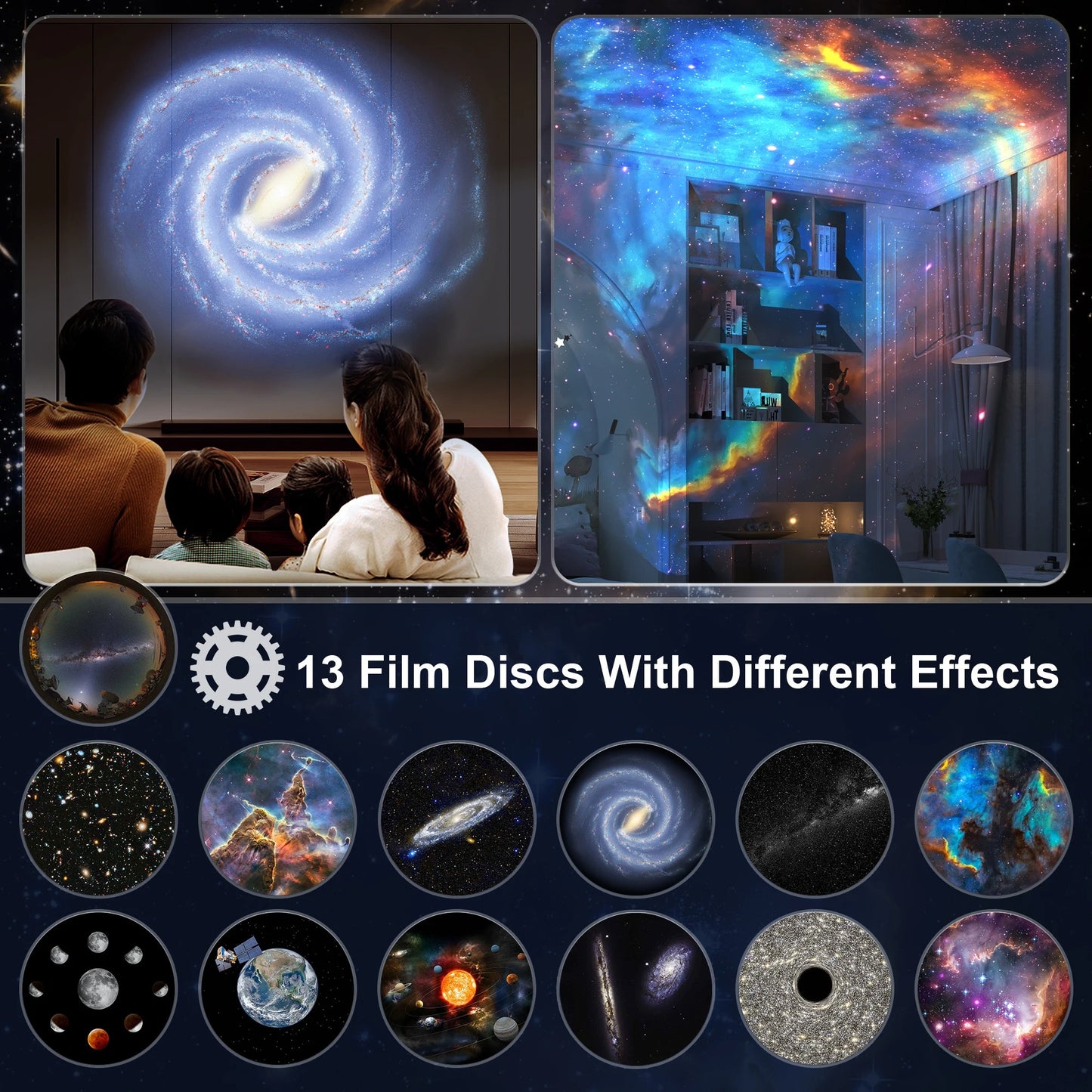 13-in-1 Galaxy Projector - Ultra HD Planetarium Star Projector, Realistic Sky Night Light for Bedroom Ceiling