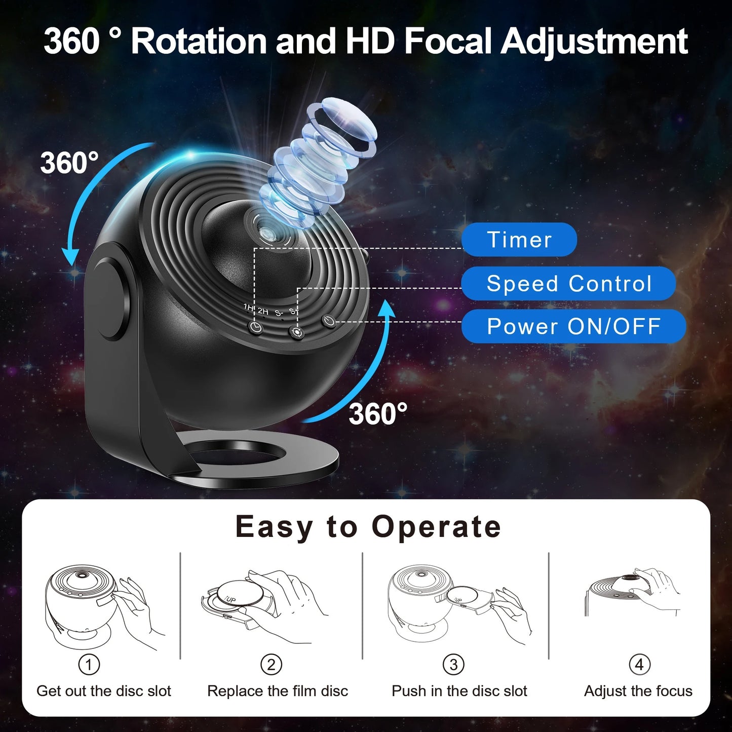 13-in-1 Galaxy Projector - Ultra HD Planetarium Star Projector, Realistic Sky Night Light for Bedroom Ceiling