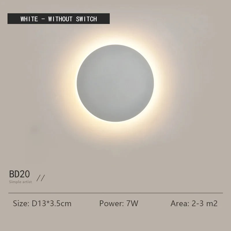 ZenithGlow Round LED Wall Lamp with Touch Sensor and Dimmable Light