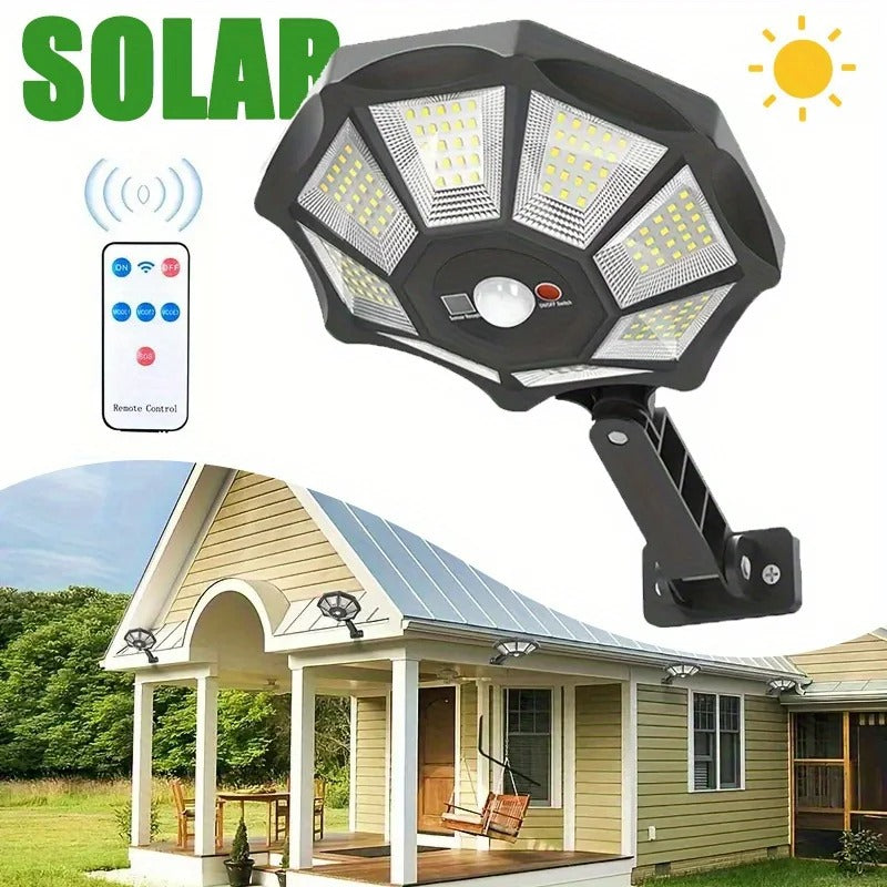 168-LED 6500K Solar Flood Lights With Motion Sensor Outdoor Waterproof