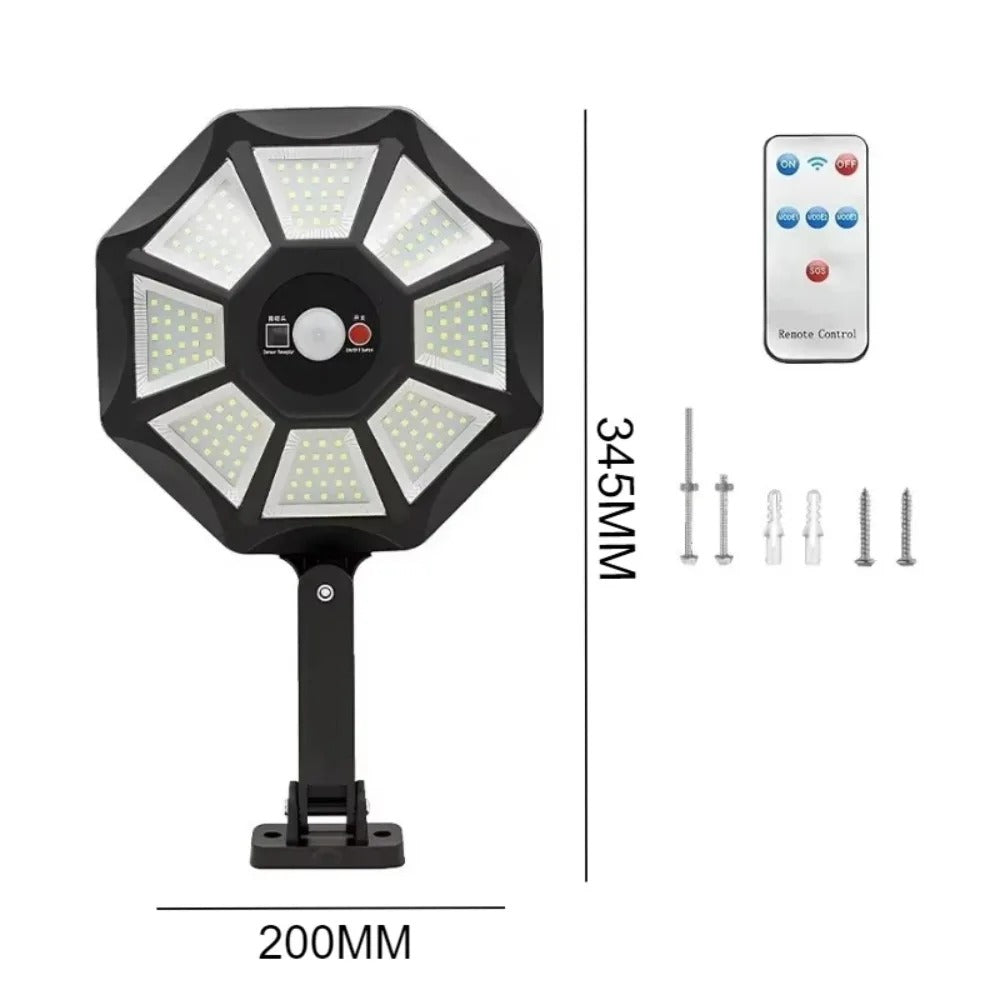 168-LED 6500K Solar Flood Lights With Motion Sensor Outdoor Waterproof