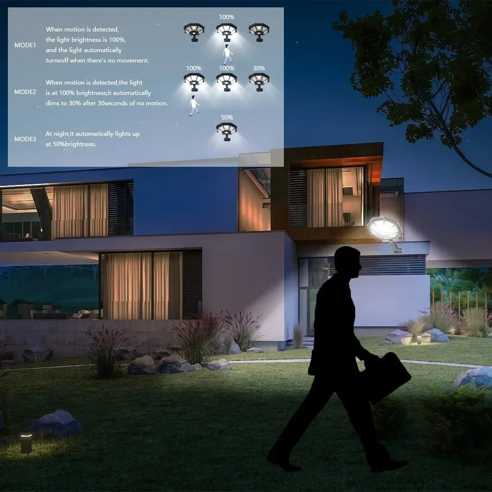 168-LED 6500K Solar Flood Lights With Motion Sensor Outdoor Waterproof