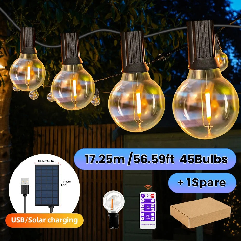 Brightech - Waterproof Solar String Lights with Shatterproof G40 Bulbs Outdoor