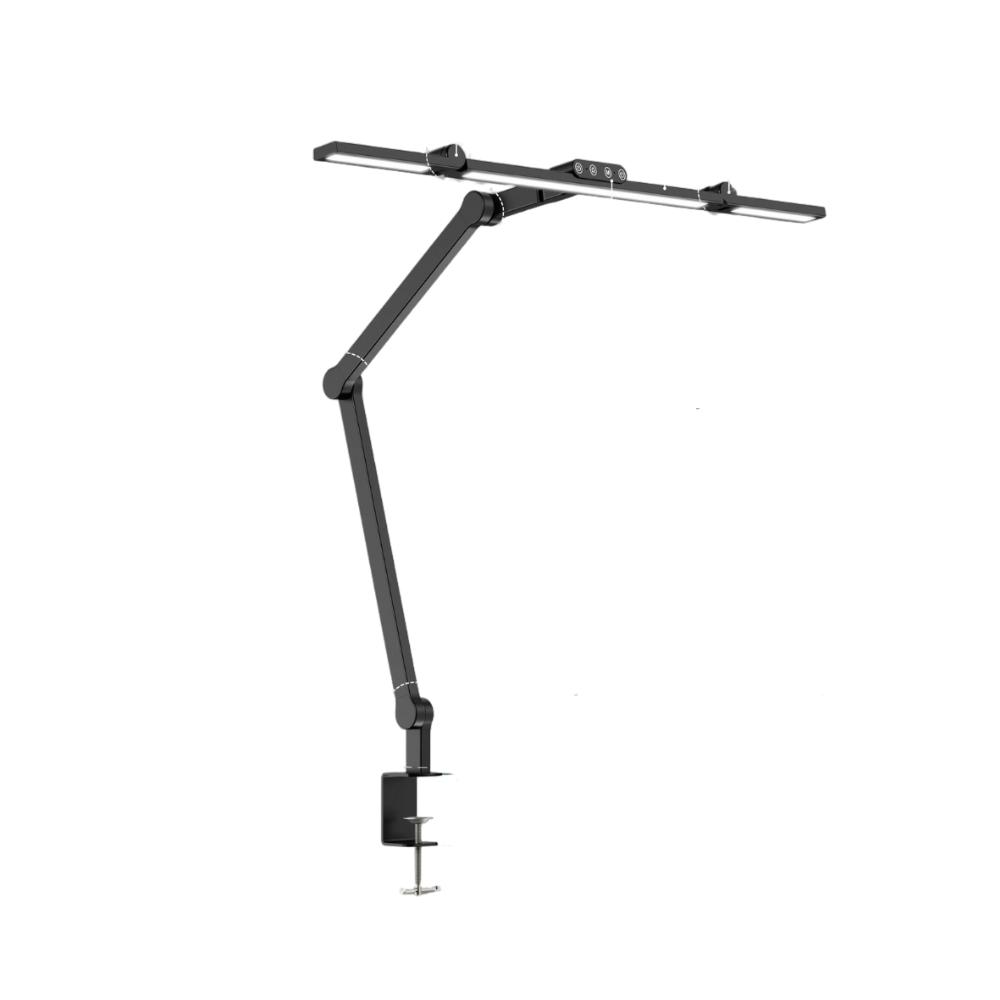 Modern Aluminum Architect LED Desk Lamp - Clamp Mount, 7 Articulated Joints, Auto Dimming for Multi-Monitor Setup