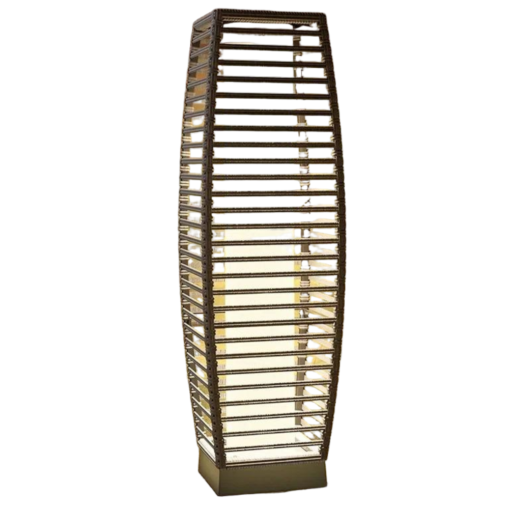 Modern Outdoor Solar Floor Lamp - Rattan Style Waterproof LED Light
