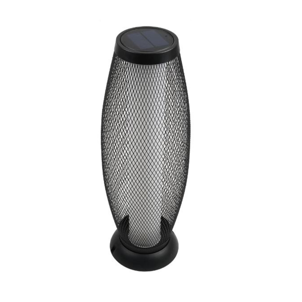 Modern Solar Floor Lamp, Metal Wire Shade, LED Modern Outdoor Flickering Lantern - Weather Resistant Garden Light