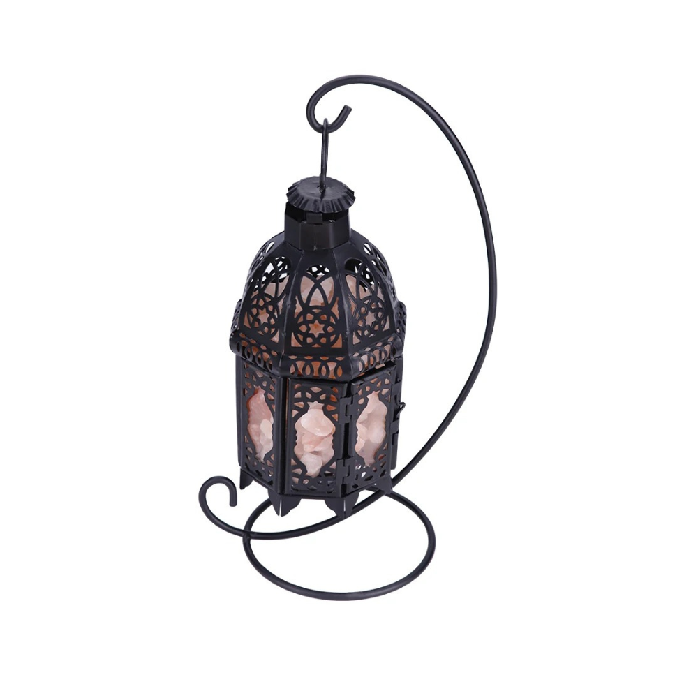 Elegant Aura - Natural Crystal Salt Lamp with Vintage Iron Frame