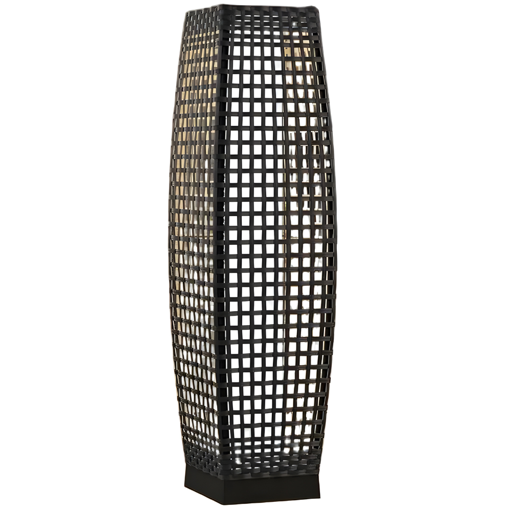 Outdoor Solar Floor Lamp - Modern Rattan Style LED Garden Light
