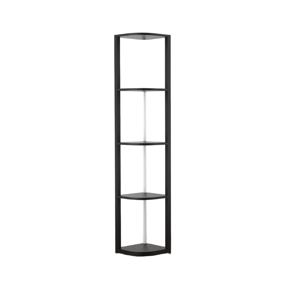 64" Corner Shelf with RGB LED Lights, Modern Tall Bookshelf Display Cabinet Remote Control for Living Room Bedroom