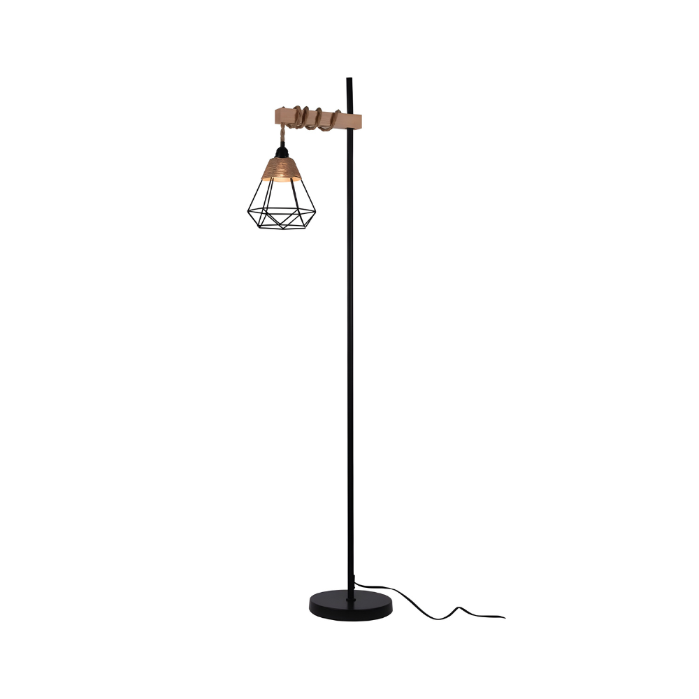 Aesthetic Smart Floor Lamp, Adjustable Height Standing Light with Woven Rattan Lampshade