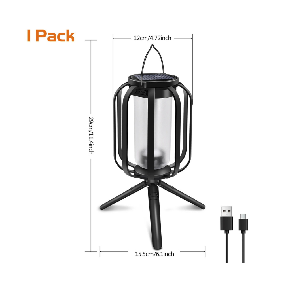 Solar Flame Hanging Lights - Portable LED Table Lamp with Realistic Flickering Effect for Outdoor Camping