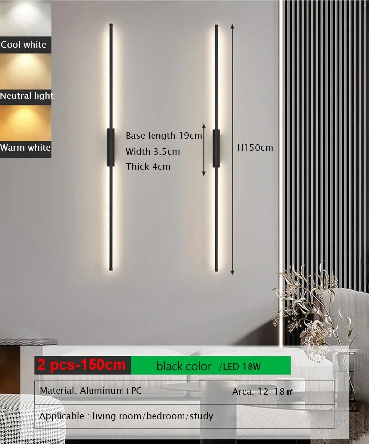 ElegaLight Minimalist Tube Linear LED Wall Lamp - Modern Indoor Lighting