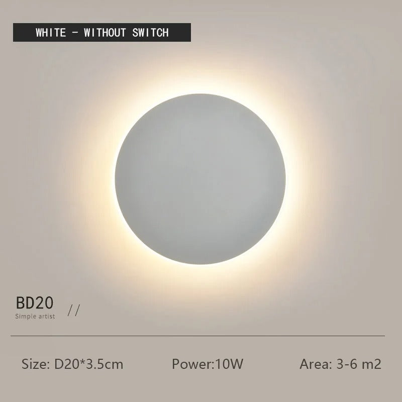 ZenithGlow Round LED Wall Lamp with Touch Sensor and Dimmable Light