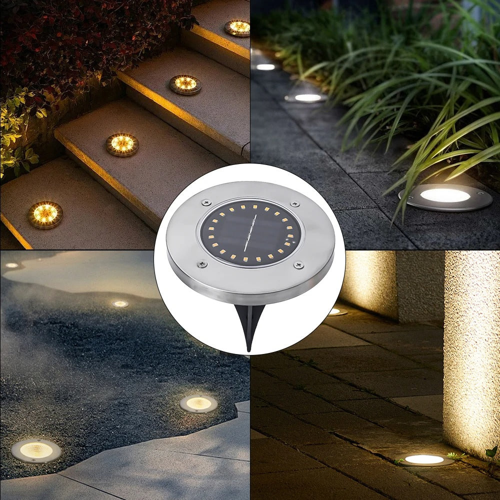 BrightPath - 20 LEDs Solar Ground Lights Outdoor Waterproof