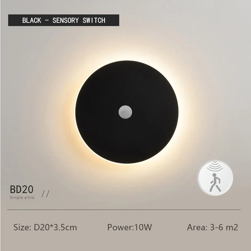 ZenithGlow Round LED Wall Lamp with Touch Sensor and Dimmable Light