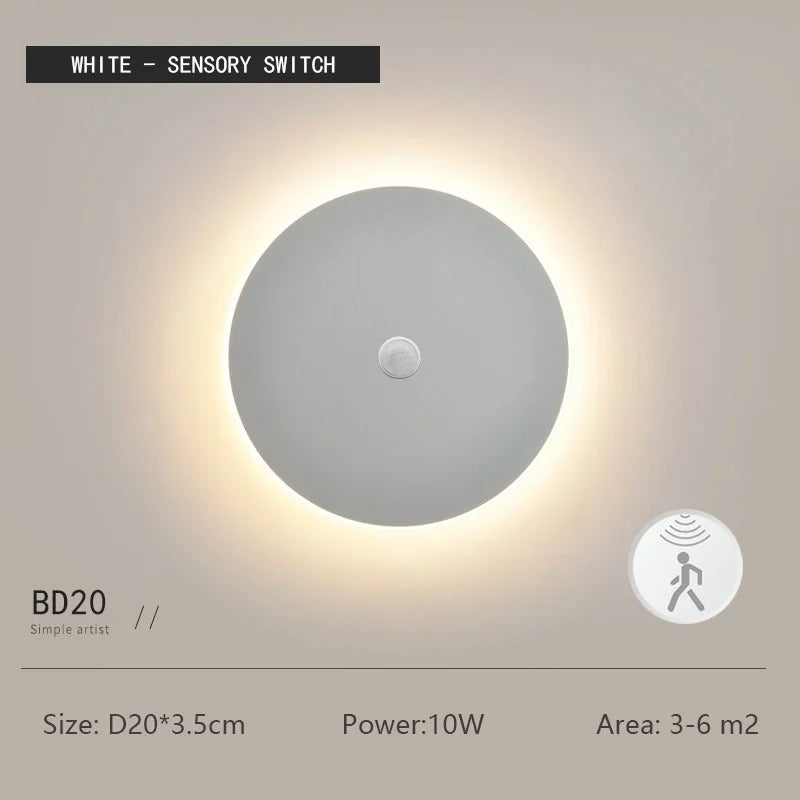 ZenithGlow Round LED Wall Lamp with Touch Sensor and Dimmable Light