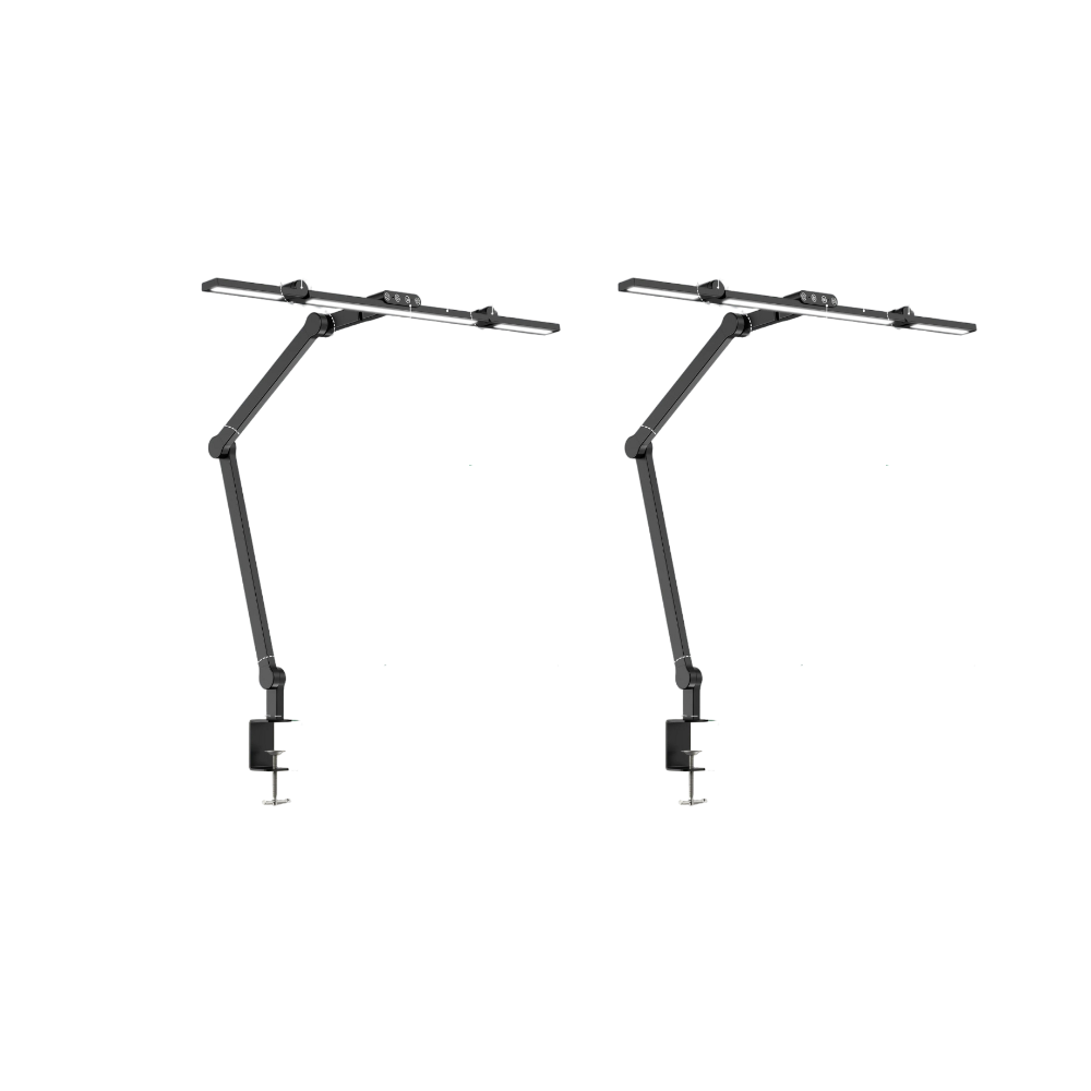 Modern Aluminum Architect LED Desk Lamp - Clamp Mount, 7 Articulated Joints, Auto Dimming for Multi-Monitor Setup