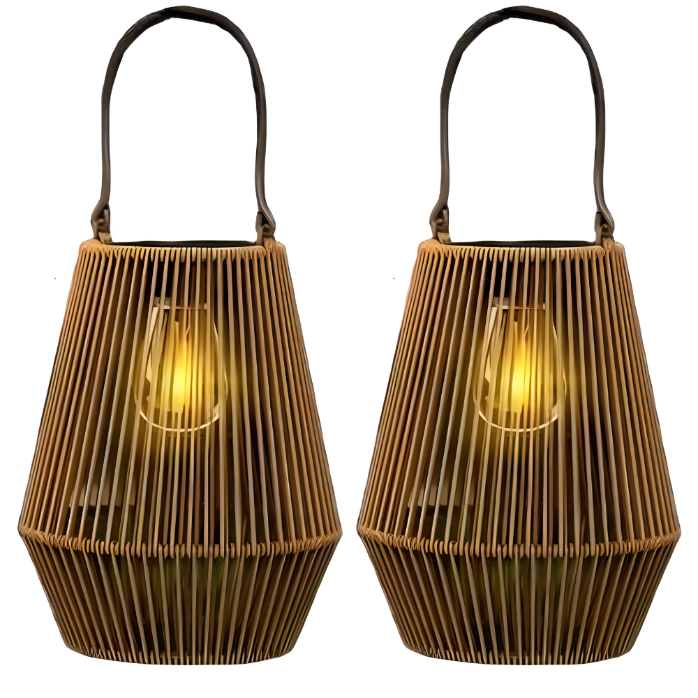Decorative Outdoor Solar Lamps Portable | Woven Lantern Style LED Light for Table & Hanging