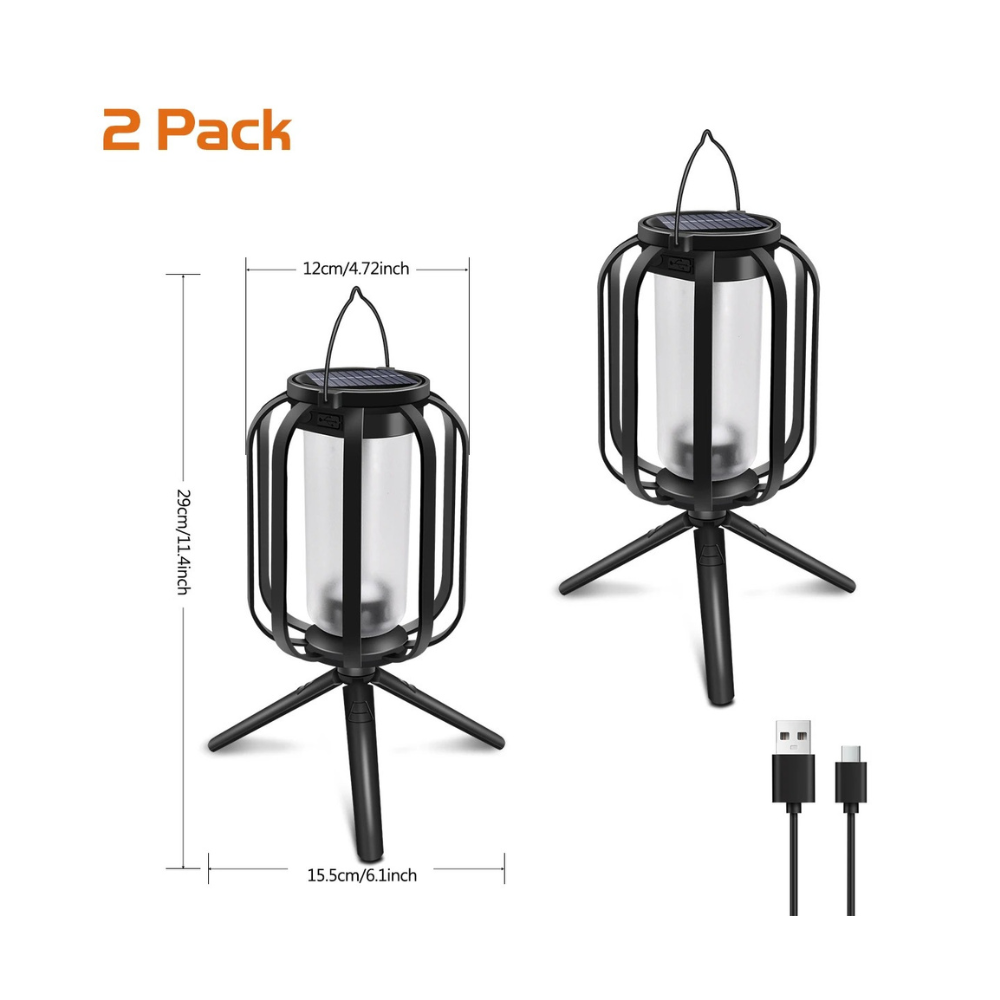 Solar Flame Hanging Lights - Portable LED Table Lamp with Realistic Flickering Effect for Outdoor Camping