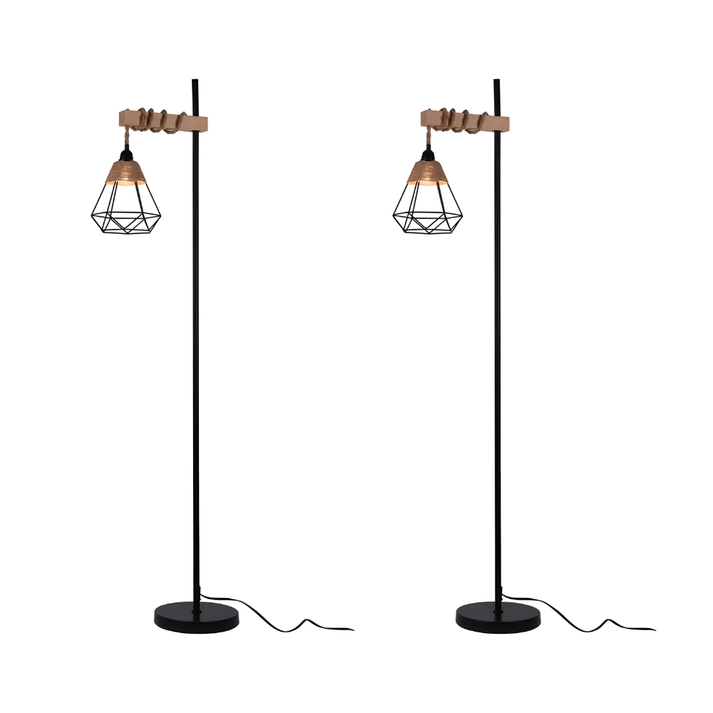 Aesthetic Smart Floor Lamp, Adjustable Height Standing Light with Woven Rattan Lampshade