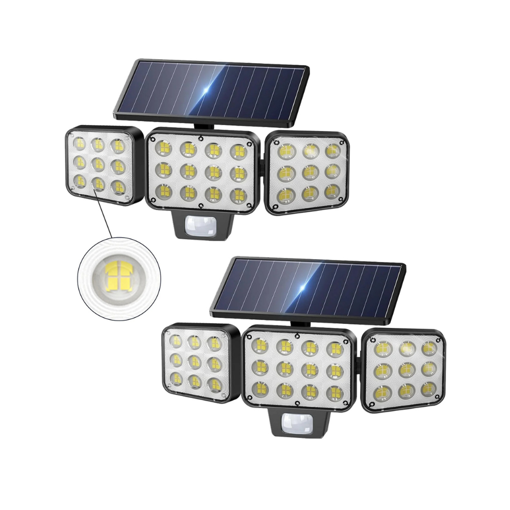 Ultra Bright 3000LM Solar Security Lights, 3-Head Motion Sensor Outdoor LED Floodlight