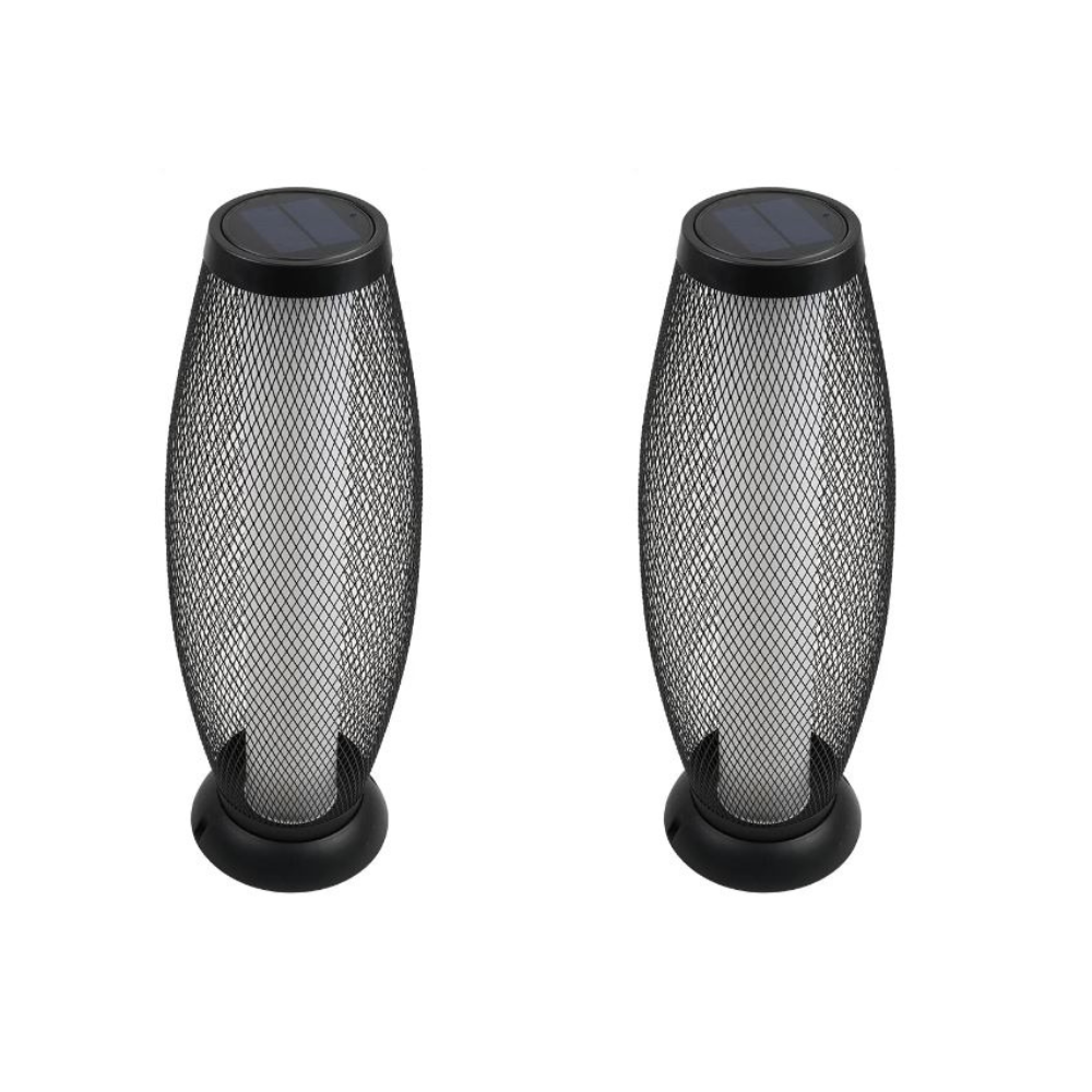 Modern Solar Floor Lamp, Metal Wire Shade, LED Modern Outdoor Flickering Lantern - Weather Resistant Garden Light