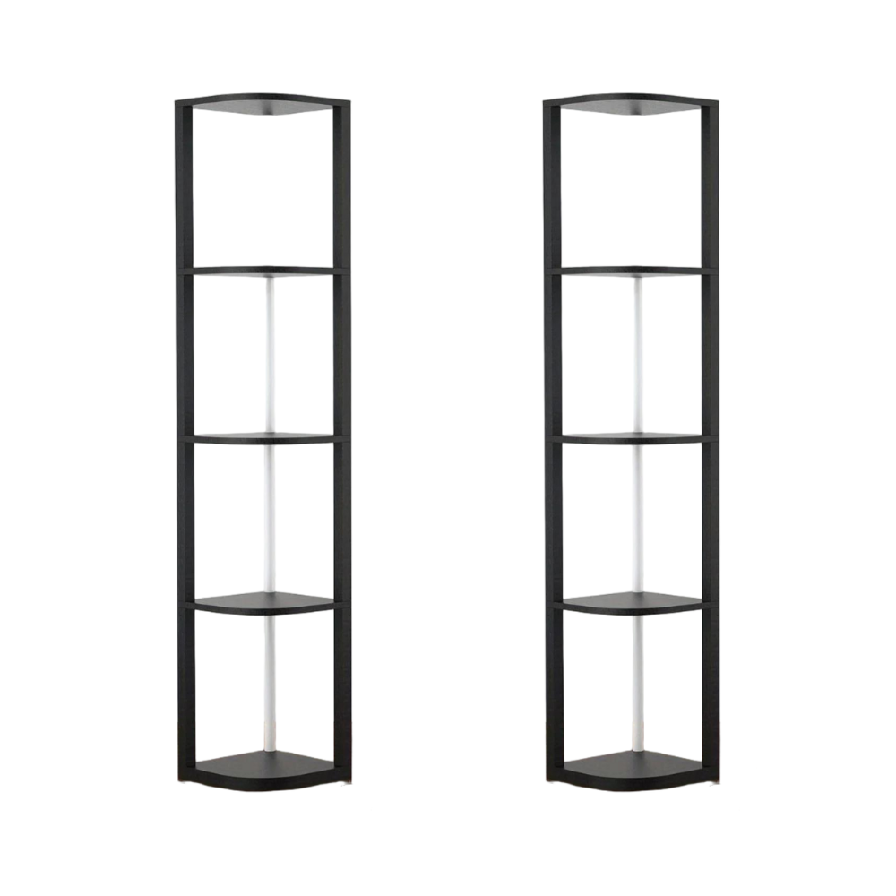 64" Corner Shelf with RGB LED Lights, Modern Tall Bookshelf Display Cabinet Remote Control for Living Room Bedroom