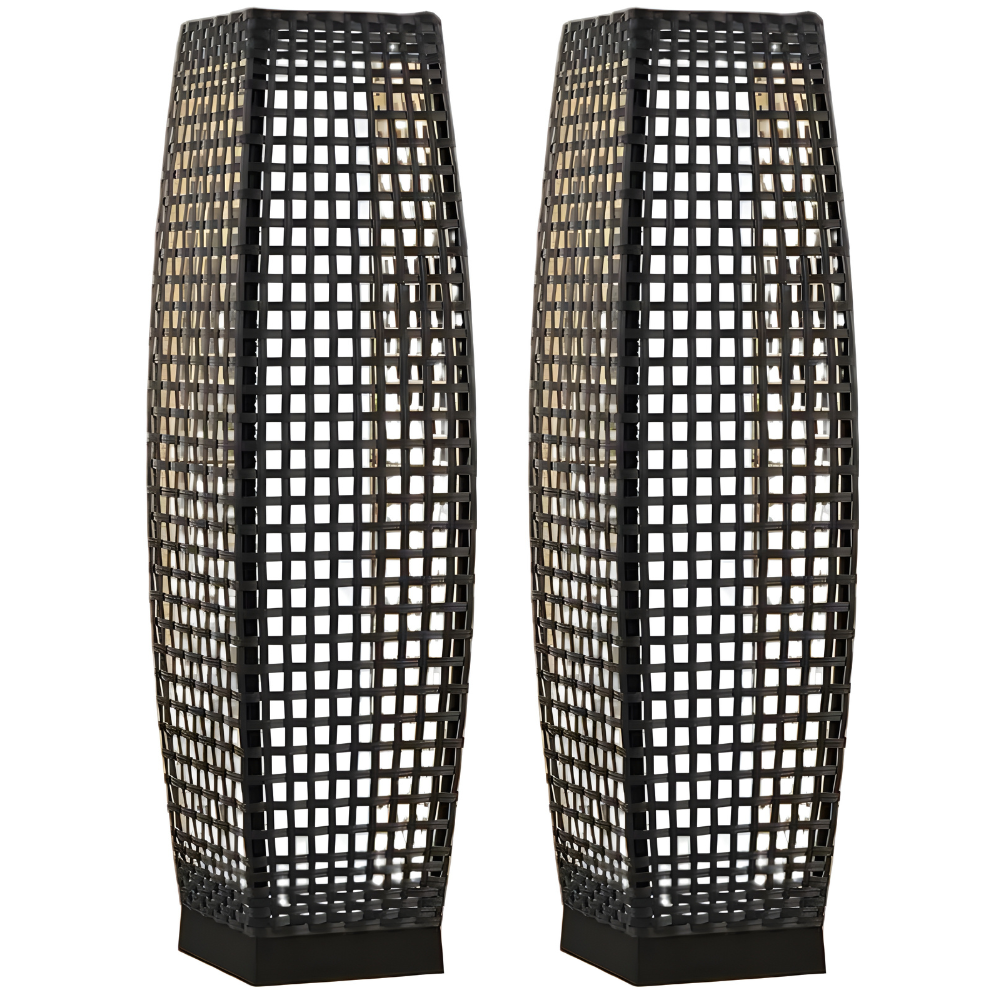 Outdoor Solar Floor Lamp - Modern Rattan Style LED Garden Light