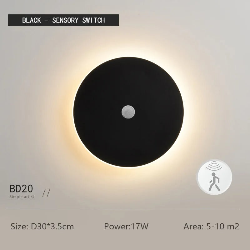 ZenithGlow Round LED Wall Lamp with Touch Sensor and Dimmable Light