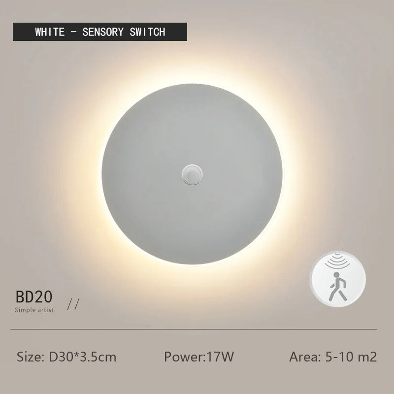 ZenithGlow Round LED Wall Lamp with Touch Sensor and Dimmable Light