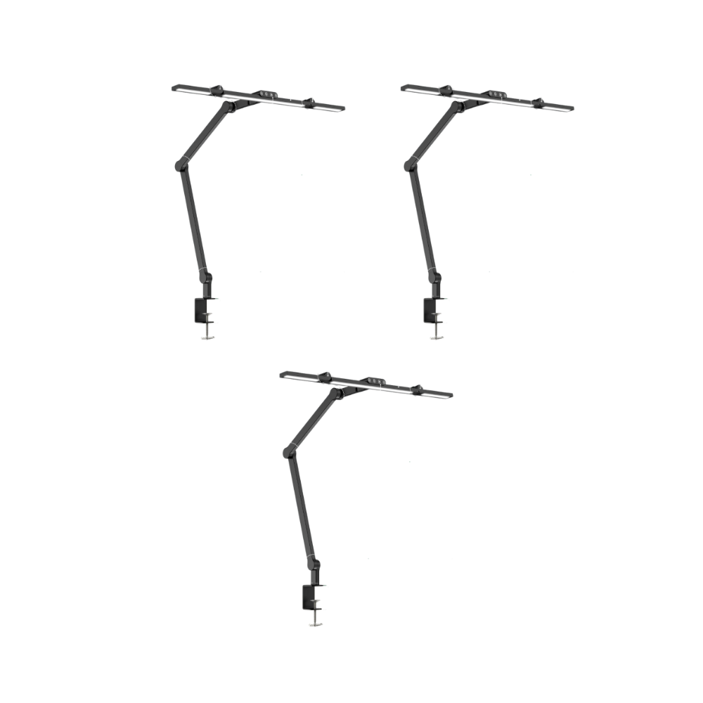 Modern Aluminum Architect LED Desk Lamp - Clamp Mount, 7 Articulated Joints, Auto Dimming for Multi-Monitor Setup