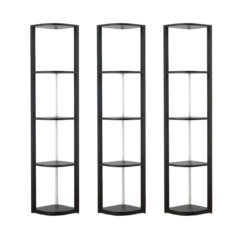 64" Corner Shelf with RGB LED Lights, Modern Tall Bookshelf Display Cabinet Remote Control for Living Room Bedroom