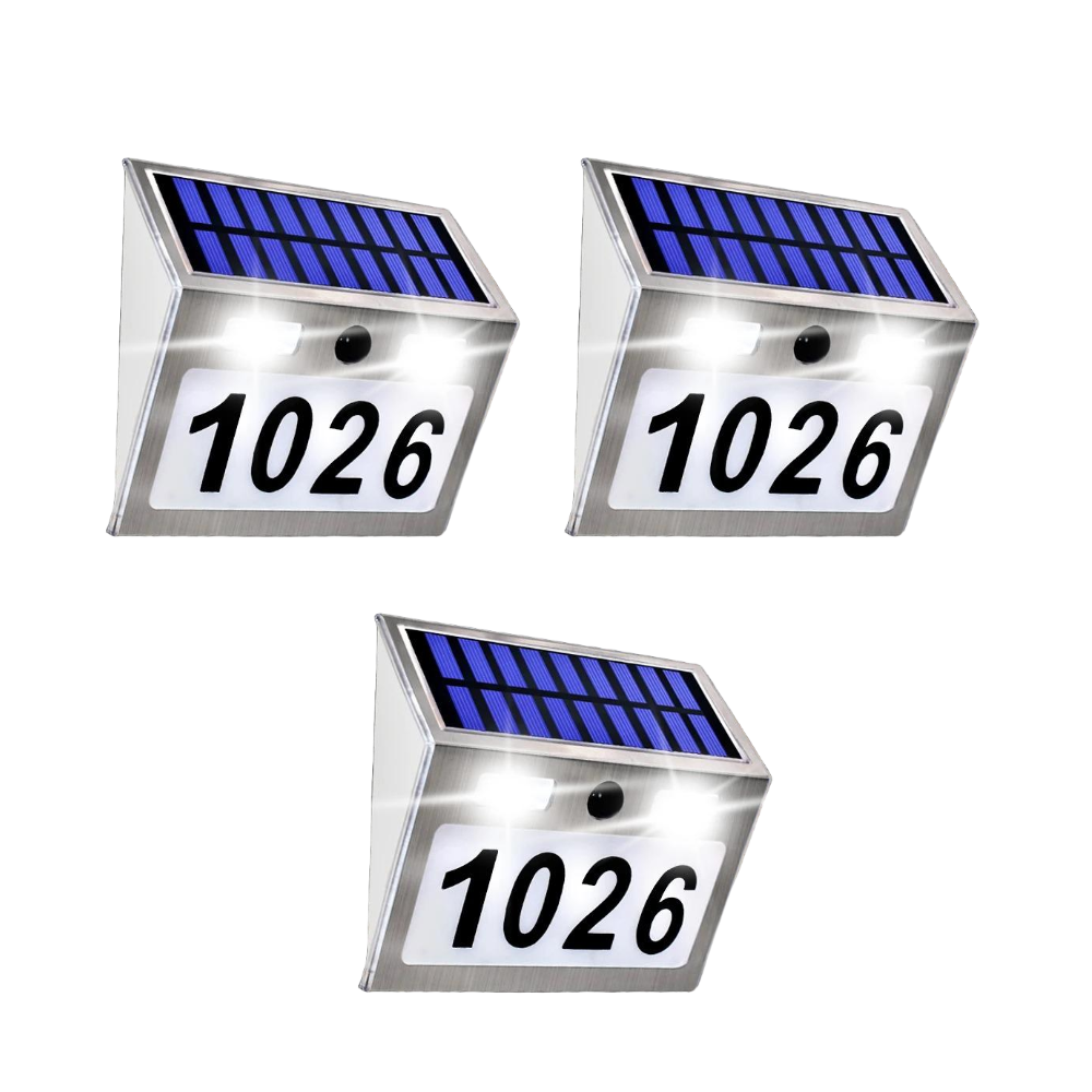 Customizable Solar House Number Light - Stainless Steel 200LM LED with Motion Sensor for Home Garden Door