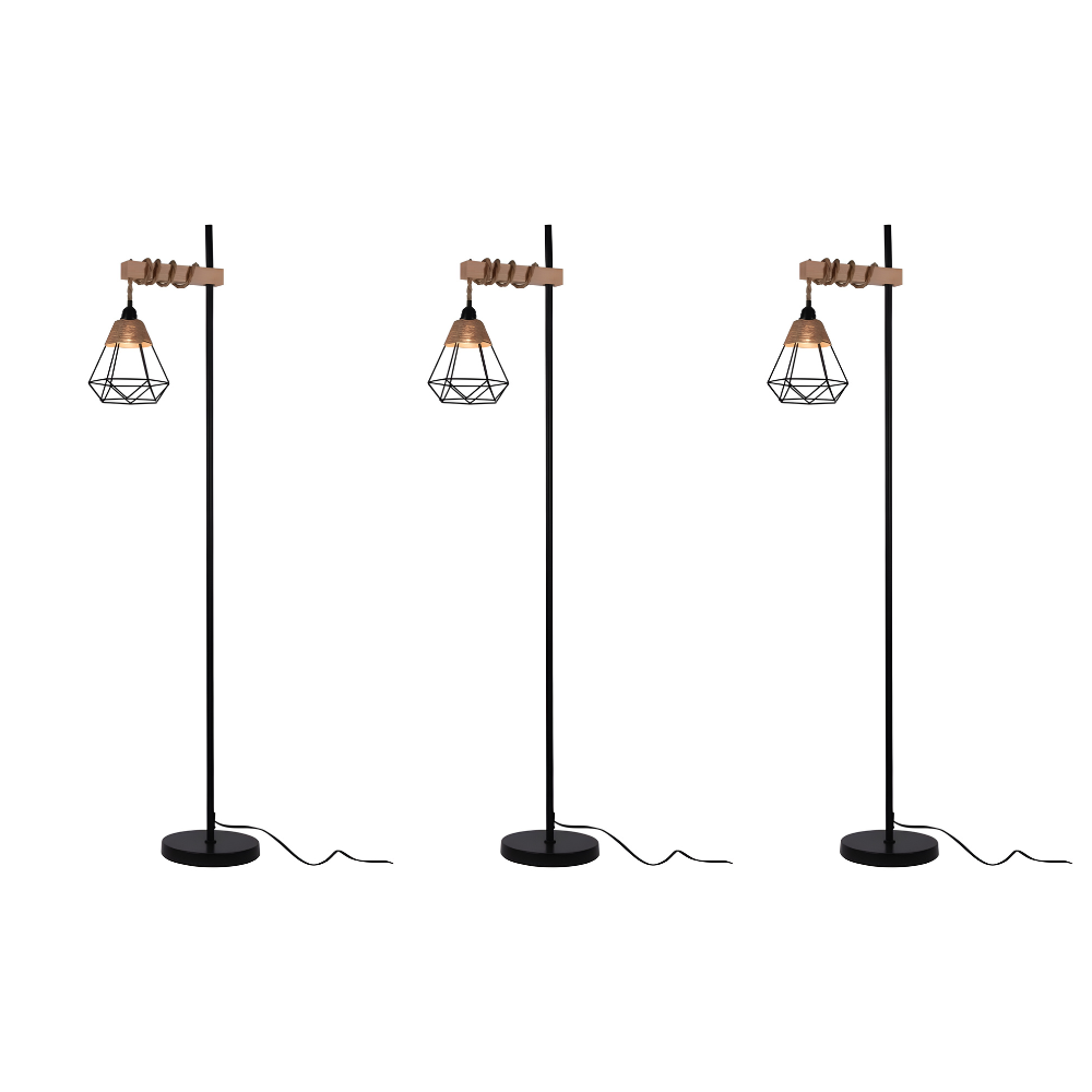 Aesthetic Smart Floor Lamp, Adjustable Height Standing Light with Woven Rattan Lampshade