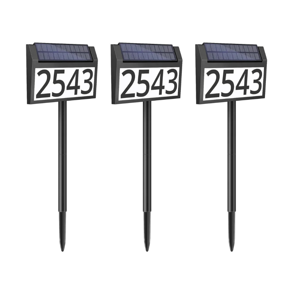 Customizable Solar House Number Sign - Waterproof LED Illuminated for Outdoor Home, Yard, Street