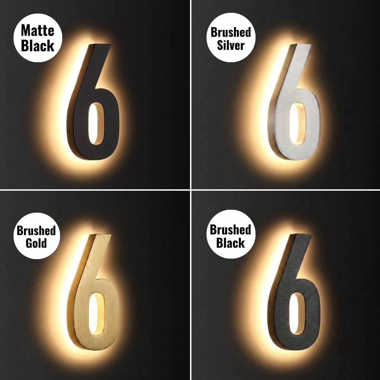 Modern Custom 3D Lighted House Numbers & Letters, Premium Stainless Steel and Waterproof