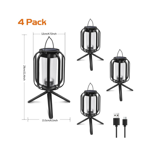 Solar Flame Hanging Lights - Portable LED Table Lamp with Realistic Flickering Effect for Outdoor Camping