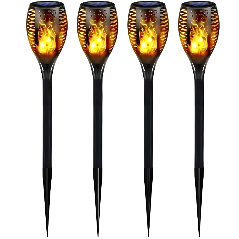96-LED Solar Flame Pathway Lights - Outdoor Waterproof Flickering Torch Lamp
