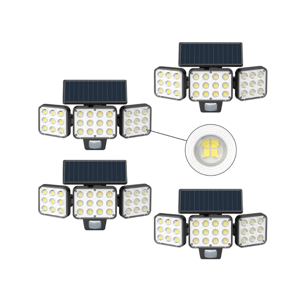 Ultra Bright 3000LM Solar Security Lights, 3-Head Motion Sensor Outdoor LED Floodlight