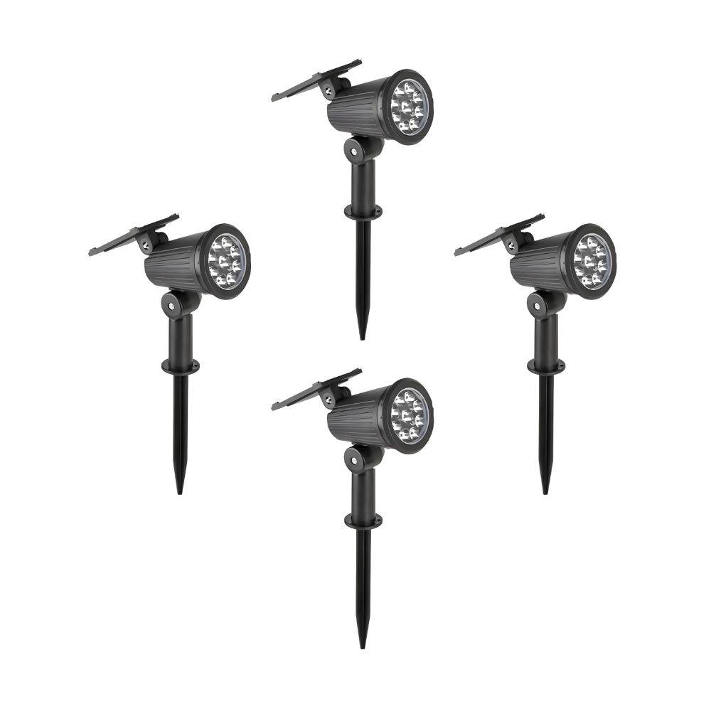 9-LED Solar Spot Lights, RGB - IP65 Waterproof Outdoor Landscape Spotlight