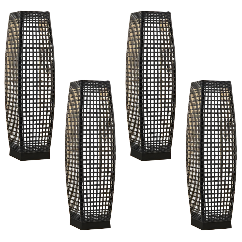 Outdoor Solar Floor Lamp - Modern Rattan Style LED Garden Light