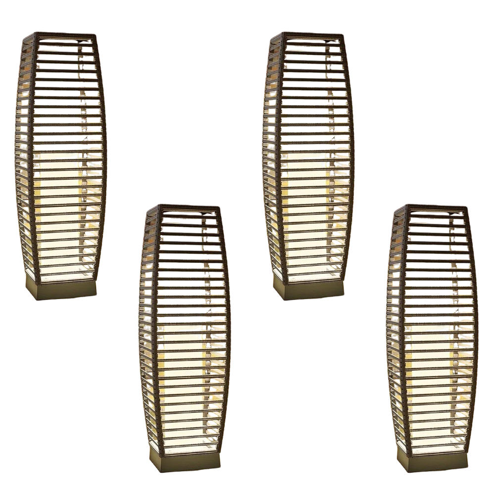 Modern Outdoor Solar Floor Lamp - Rattan Style Waterproof LED Light