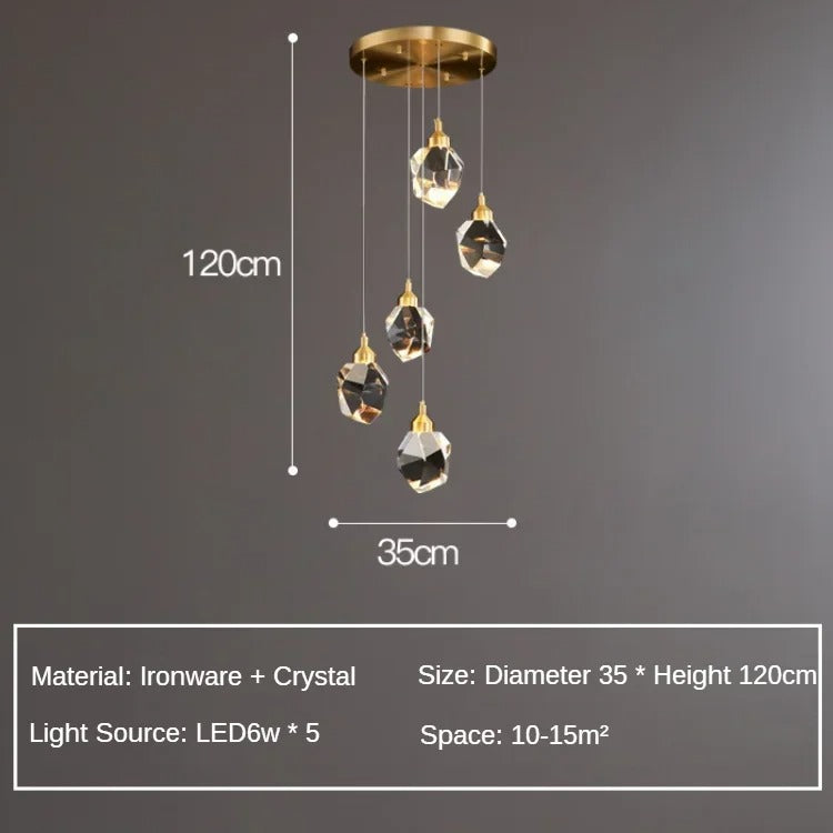 LumiDecor Nordic LED Crystal Ball Chandelier - 1/3/5 Head Gold Pendant Light