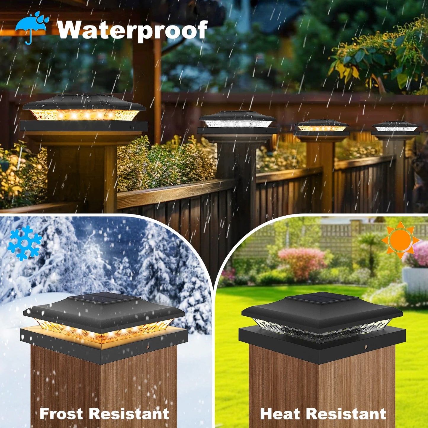 5x5 Solar Post Cap Lights, 24-LED Outdoor Waterproof Fence Post Top Lamp for Deck, Garden, Patio