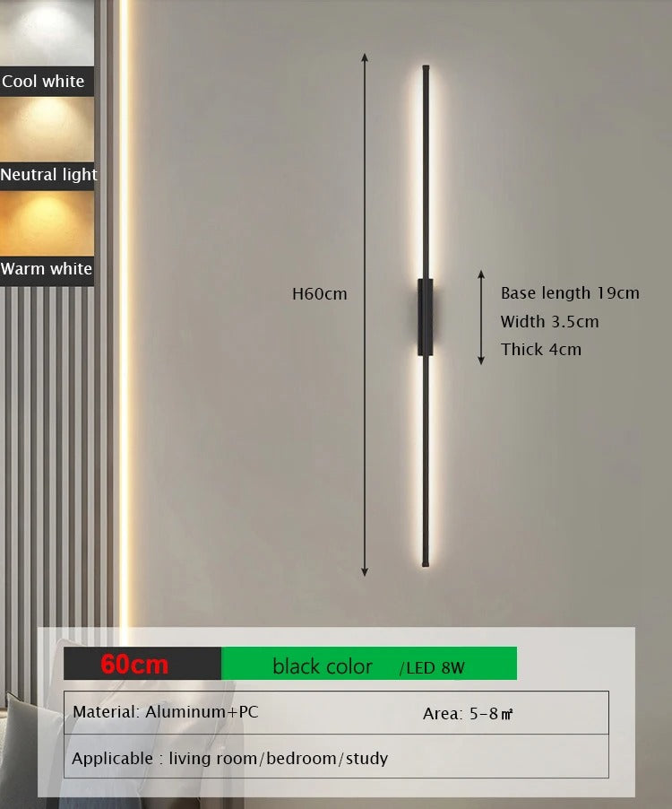 ElegaLight Minimalist Tube Linear LED Wall Lamp - Modern Indoor Lighting