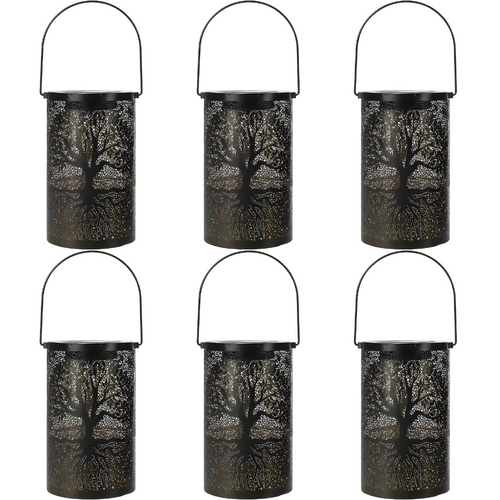 Metal Hanging Solar Lantern Outdoor Decor | Tree of Life Shadow Light | Waterproof LED Garden Patio Lamp