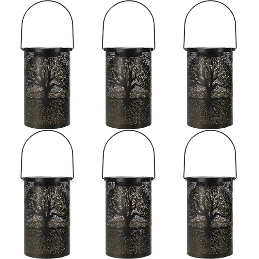 Metal Hanging Solar Lantern Outdoor Decor | Tree of Life Shadow Light | Waterproof LED Garden Patio Lamp